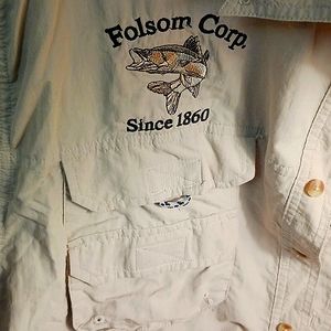 Mens bimini bay outfitters ltd button down fishing shirt L